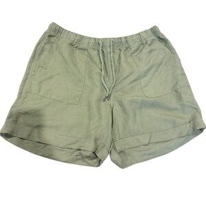 Tribal Jeans Olive Green Women's Linen Blend Shorts Drawstring sz Large